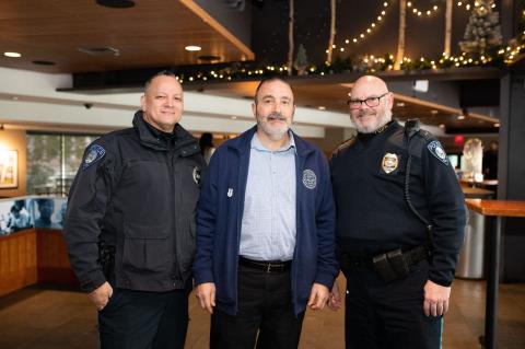 three Tufts University Police Department officers participating in the 2022 No Shave November